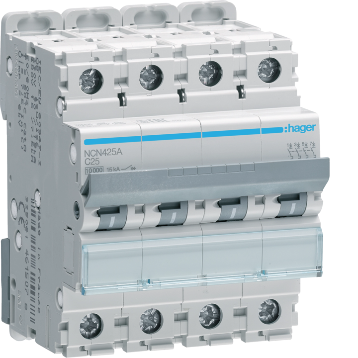 Hager NCN425 MCB 4P C-25A 10kA