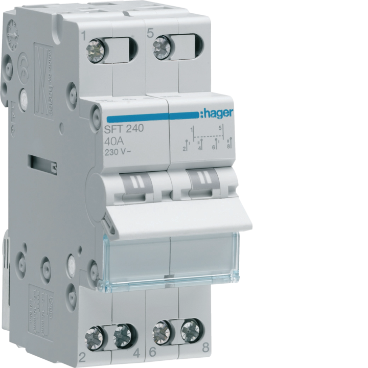 Hager SFT240 2P 40A Centre Off Changeover Switch