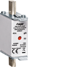 Hager LNH0040M NH000 gG 500V 40A Fuse Link with Central Indicator