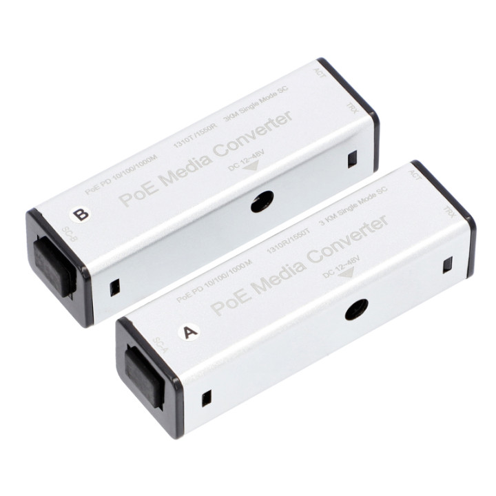 VidiLine VIDI-FZW-MC-1GB Gigabit Fiber to Ethernet Media Converter with PoE, Range up to 3 km