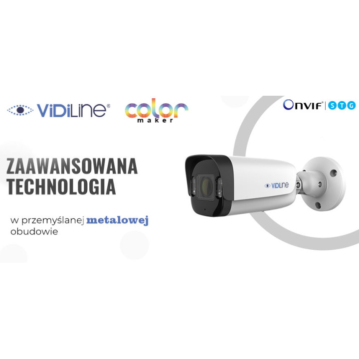 VidiLine VIDI-IPC-44B 4MP IP Bullet Camera with Color Maker, 4mm Lens