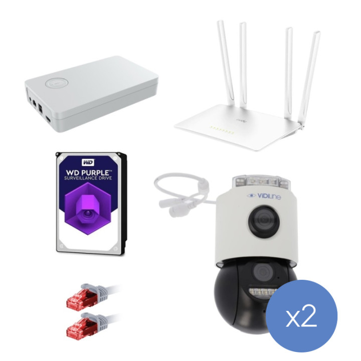 VidiLine ZES-VIDI-515-263-2 IP Surveillance Kit 2x 3MP PT WiFi Cameras + NVR