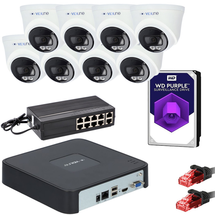 VidiLine ZES-14D-6110-8 Surveillance Kit with 8x 4MP Cameras, PoE Switch, 2TB HDD