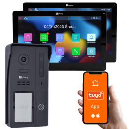 Genway KIT-F-S61-V13-2C Video Intercom Kit 2-Wire with Two 7" Touch Monitors WiFi Tuya