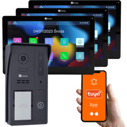 Genway KIT-F-S61-V13-3C Video Intercom Kit - 2-Wire, 3x 7" Touch Monitors, WiFi & Tuya Smart