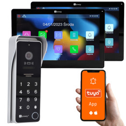 Genway F-S9V13-2W-C-2 Video Intercom Kit 2-Wire 2x 7" Touch Monitors WiFi Tuya