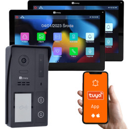 Genway KIT-F-S62-V13-2C 2-Wire Video Intercom Kit with Two 7" Touch Monitors, WiFi & Tuya