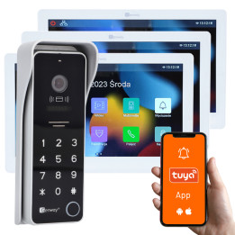 Genway KIT-F-S9-V14-2W-3 2-Wire Video Intercom Kit with 3x 10" Touch Monitors, Tuya WiFi