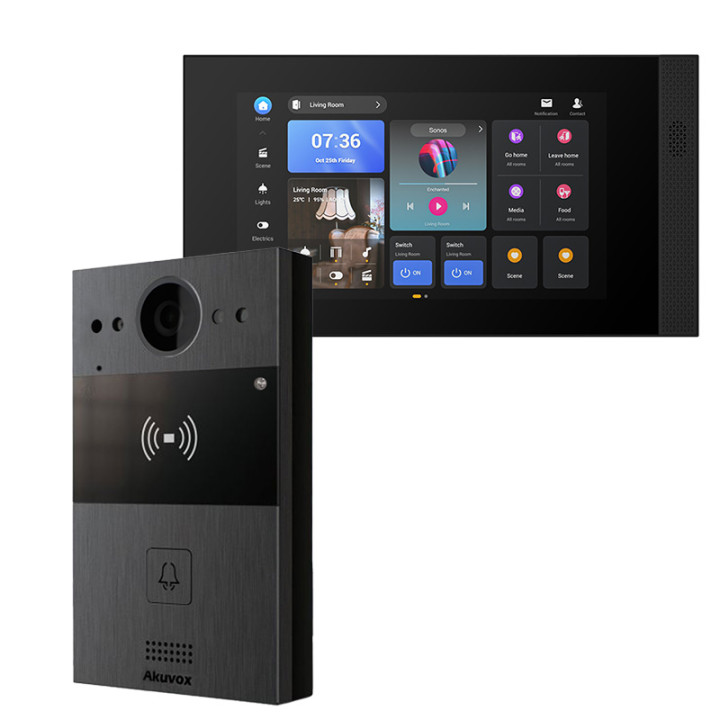 Akuvox R20A Outdoor Video Door Entry Kit with Akubela HyPanel Elite PG42 Touch Monitor, PoE, Linux