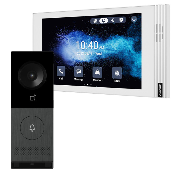Akuvox X910S Outdoor Panel + S562 White Monitor Video Doorbell Kit PoE Linux