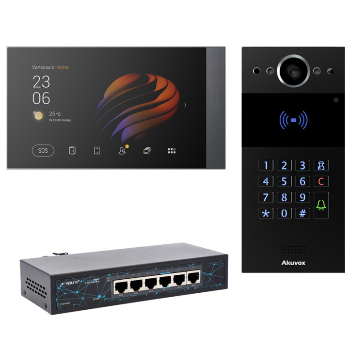Akubela Video Intercom Kit PoE Panel Akuvox R20K + Monitor PG71N-POE-EU