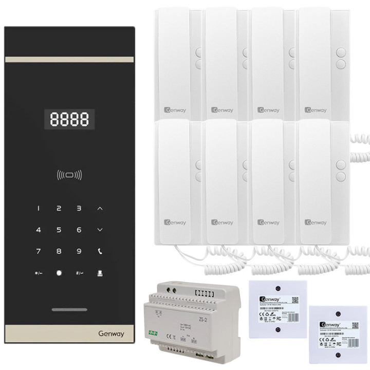 Genway WL-03NL-V3 Digital Intercom Kit for 8 Apartments