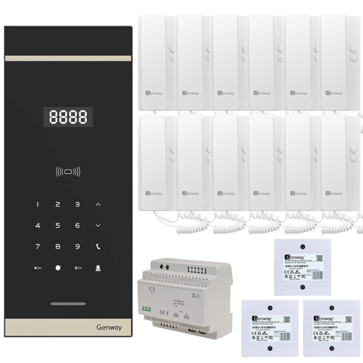 Genway WL-03NL-V3 Digital Intercom Kit for 12 Apartments