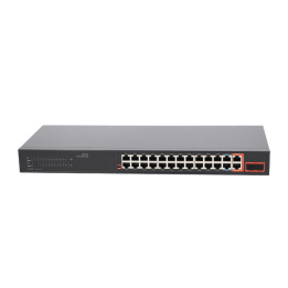VidiLine ViDi-F2422GE 24-Port PoE+ Switch with 2 Gigabit Uplink and 2 SFP 2.5G Ports, 300W