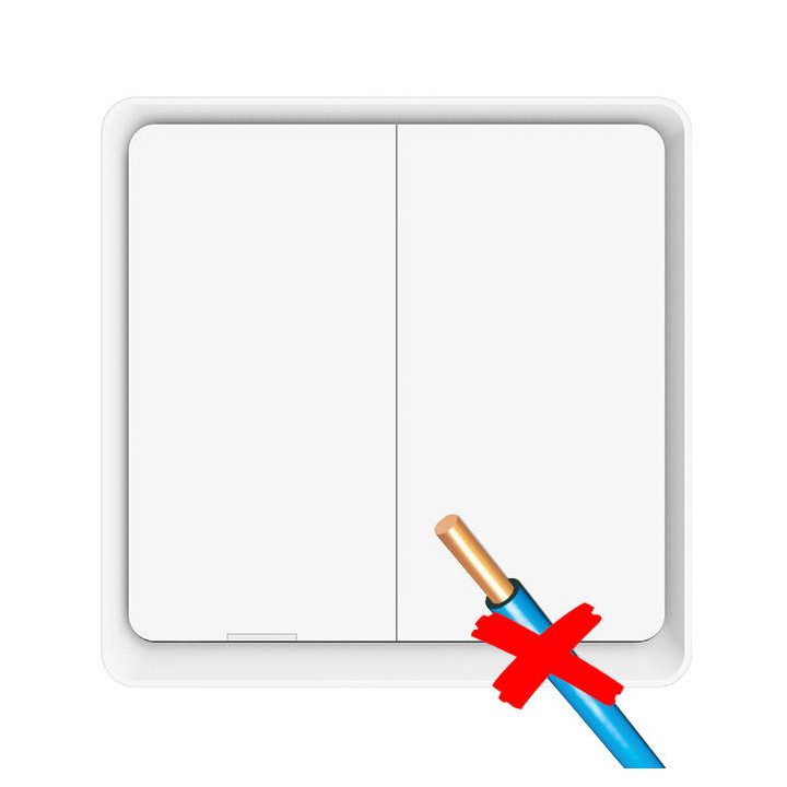 Interrupteur mural intelligent Zigbee, 2 boutons, série Tuya KT, blanc (pas de neutre)
