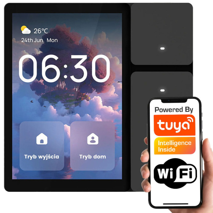 Panneau de fonction tactile 3.5 "BT Mesh Gateway 3 boutons gris IR WiFi TUYA