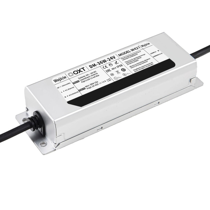 OXT Waterproof LED Power Supply 24V 36W 1.5A IP68 Hermetic Slim 5906203622603