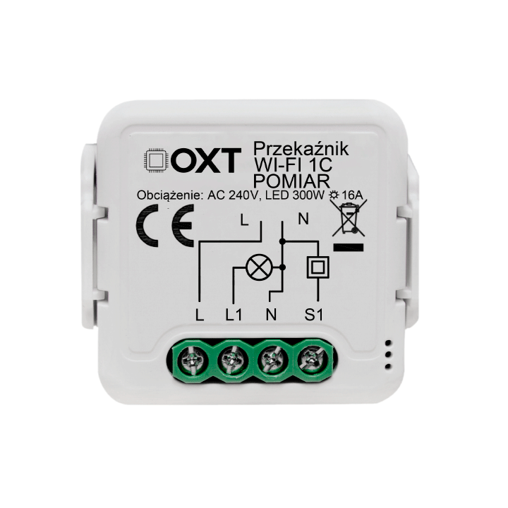 OXT 5904496827163 Inteligentny moduł przekaźnikowy Wi-Fi 1 kanał 16A z monitorowaniem mocy Tuya