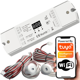 Contrôleur WiFi LED Tuya pour escaliers/couloir 5-24V SPI RGBIC avec 2x PIR et capteur de lumière série SD
