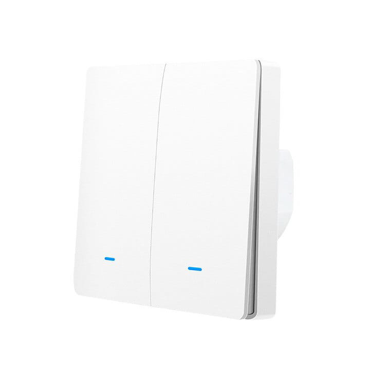 Interrupteur mural intelligent Tuya EM2, 2 boutons, ZigBee blanc