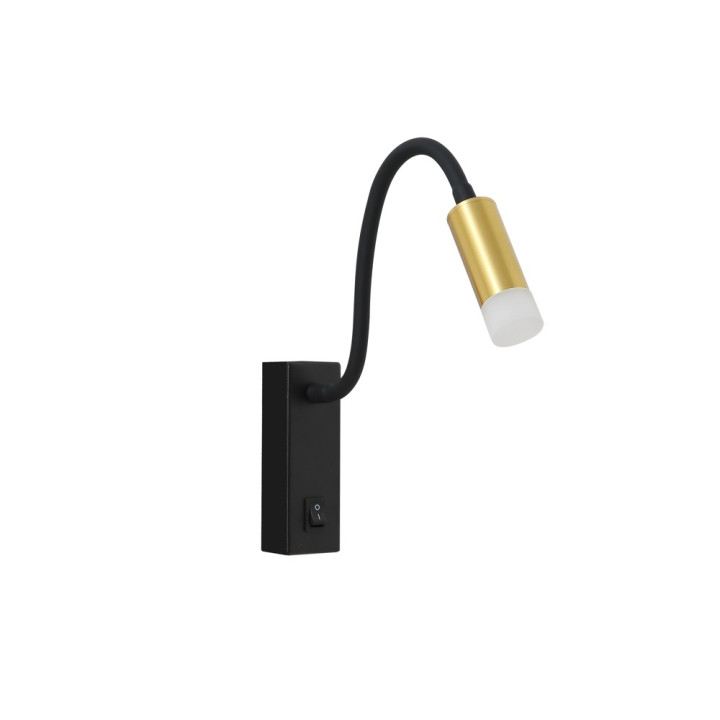 Immax GOAL LED Wall Lamp with Switch, 3W, 138lm, 4000K, Black+Gold+Acryl