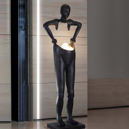 Immax SILUETTE Human Houdini 185 см — торшер скульптура, стекловолокно, черный, 4xG9