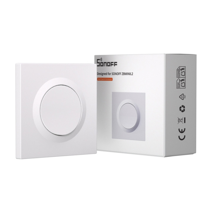 Sonoff E1GSL Boîtier d'interrupteur mural intelligent pour ZBMINIL2 – Aucun neutre requis, Blanc, 86 x 86 mm, Fonctionne avec eW