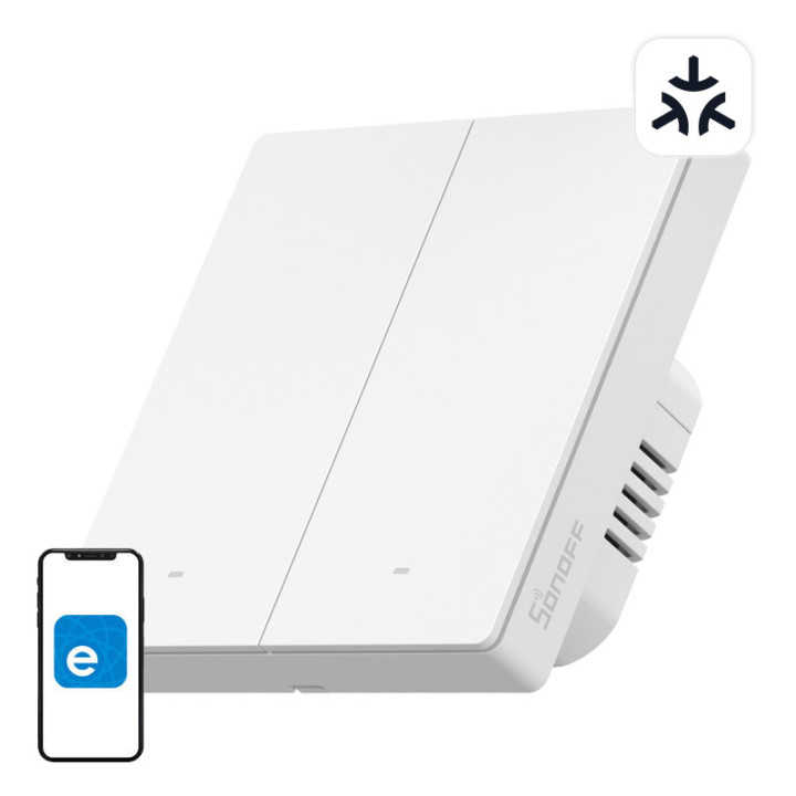 Interrupteur mural intelligent SONOFF SwitchMan M5 Wi-Fi / Matter, 2 gangs, version autonome, blanc (M5-2C-86W)