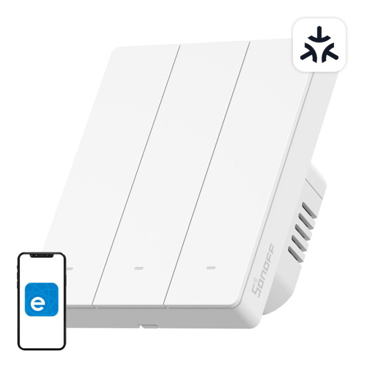 Interrupteur mural intelligent SONOFF SwitchMan M5 Wi-Fi / Matter, 3 boutons, version modulaire, blanc (M5-3C-80W)