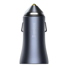 Baseus Golden Contactor Pro Car Charger USB + USB-C, QC4.0+, PD, SCP, 40W (Gray) + USB to USB-C Cable 1m (Black)