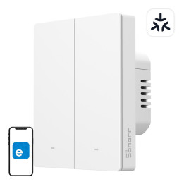 Interrupteur mural intelligent SONOFF SwitchMan M5 Wi-Fi / Matter, 2 gangs, version modulaire, blanc (M5-2C-80W)