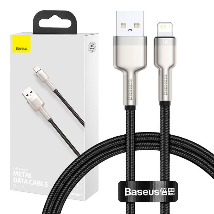 Baseus Cafule USB-A to Lightning Cable, 2.4A, 0.25m, Black (CALJK-01)