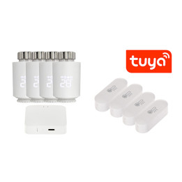 ATLO ATLO-TH-TUYA-4 Smart Thermostatic Radiator Valve Set with Temperature Sensors, Zigbee, Tuya Smart (4 pcs)