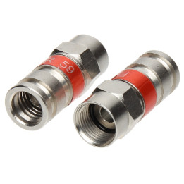 Conector F de compresión F/ZAC-RG59/MSR para cable coaxial RG59 - Macho de 75 ohmios
