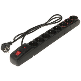 ACAR-S8-DUAL 8-kierunkowa listwa zasilająca z ładowaniem USB, 230 V AC, zabezpieczeniem przed przeciążeniem