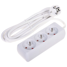 PR-3M-3G/W Listwa zasilająca 3 gniazda Kabel 2,8 m Wtyczka Schuko 16A 230V Biała