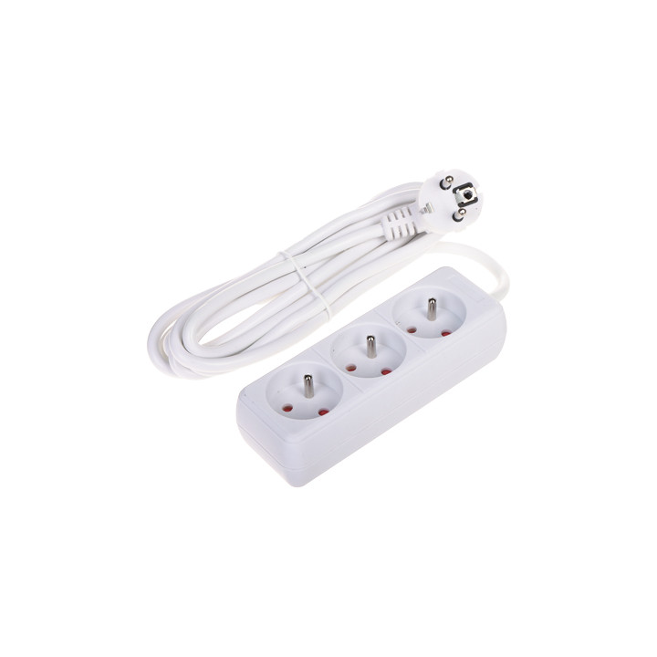 PR-3M-3G/W Listwa zasilająca 3 gniazda Kabel 2,8 m Wtyczka Schuko 16A 230V Biała