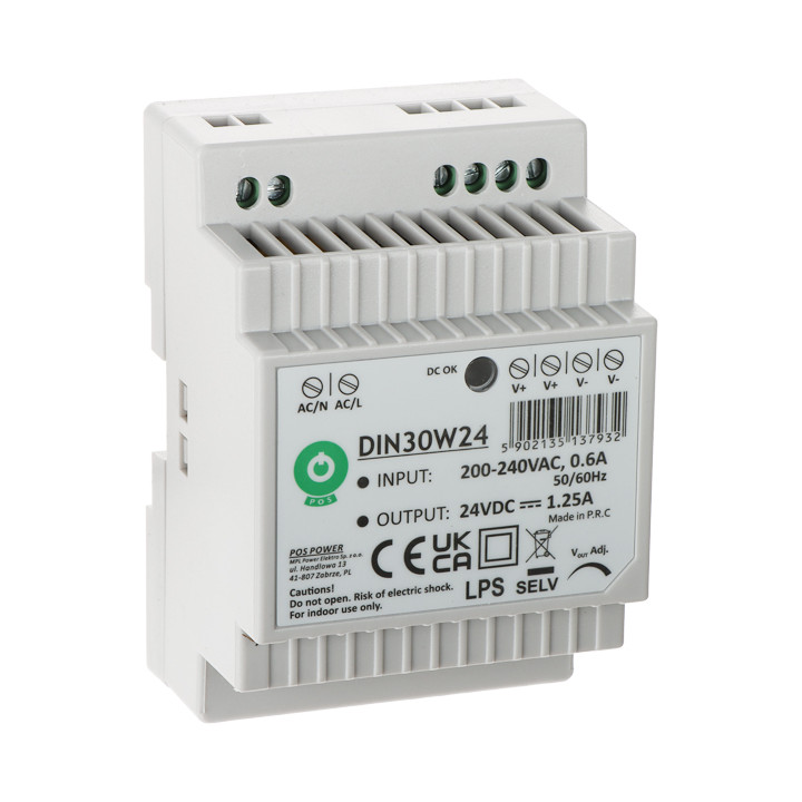 POS DIN30W24 DIN Rail Power Supply 24V DC 30W