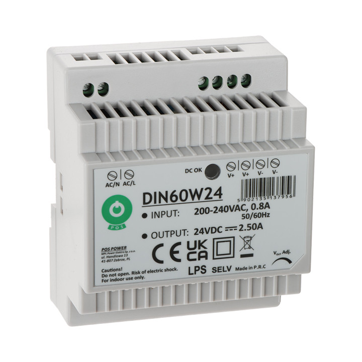 POS DIN60W24 60W 24V DC DIN Rail Power Supply