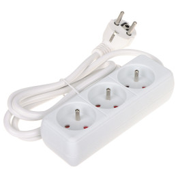 PR-1.5M-3G/W Listwa zasilająca z 3 gniazdami Kabel 1,3m, 16A 230V