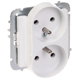 Elektro-Plast SANTRA/4143-10/EPN Gniazdo ścienne podwójne 16A 230V Typ E (francuskie) – Białe