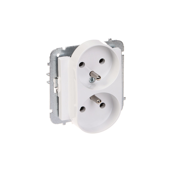 Elektro-Plast SANTRA/4143-10/EPN Gniazdo ścienne podwójne 16A 230V Typ E (francuskie) – Białe
