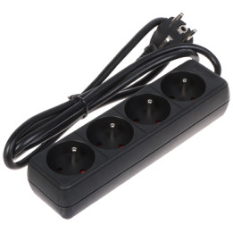 Listwa zasilająca 4-kierunkowa PR-1,5M-4G/B Kabel przedłużający o długości 1,3 m Schuko