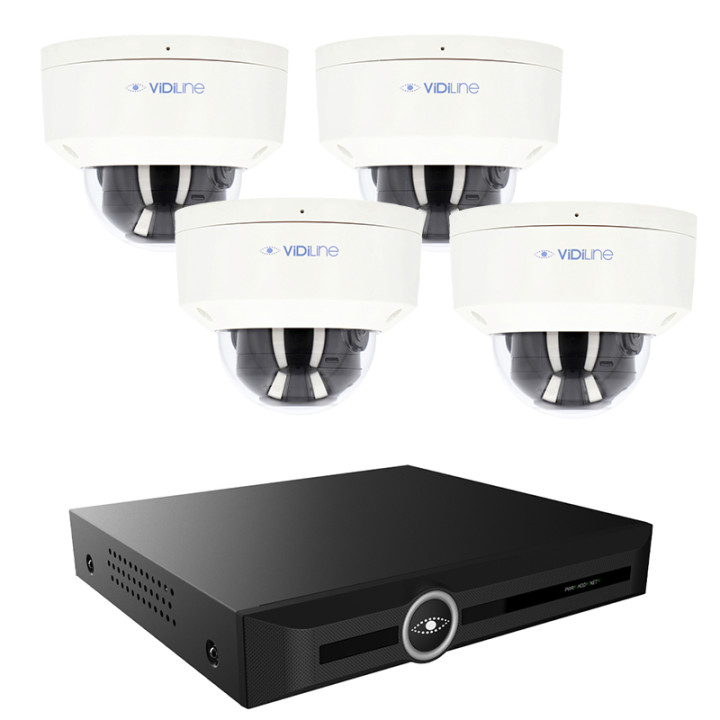 VidiLine KIT-8120-24W-4 4MP IP Camera Kit with 4 Cameras and 20-Channel 4K NVR