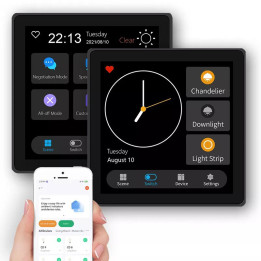 Contrôleur de scène à écran tactile Tuya 4" avec 3 circuits lumineux ZigBee