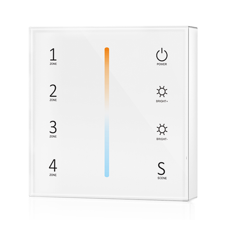 Panel Tuya SD Serie CCT RF de 4 zonas Blanco PLD044