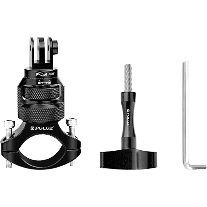 PULUZ PU796B Aluminum 360° Steering Wheel Mount for Sports Cameras (Black)