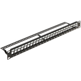 Panel de conexión Keystone PP-24/FX/C-V2 de 24 puertos RJ45 - Cat5e/Cat6, montaje en rack 1U
