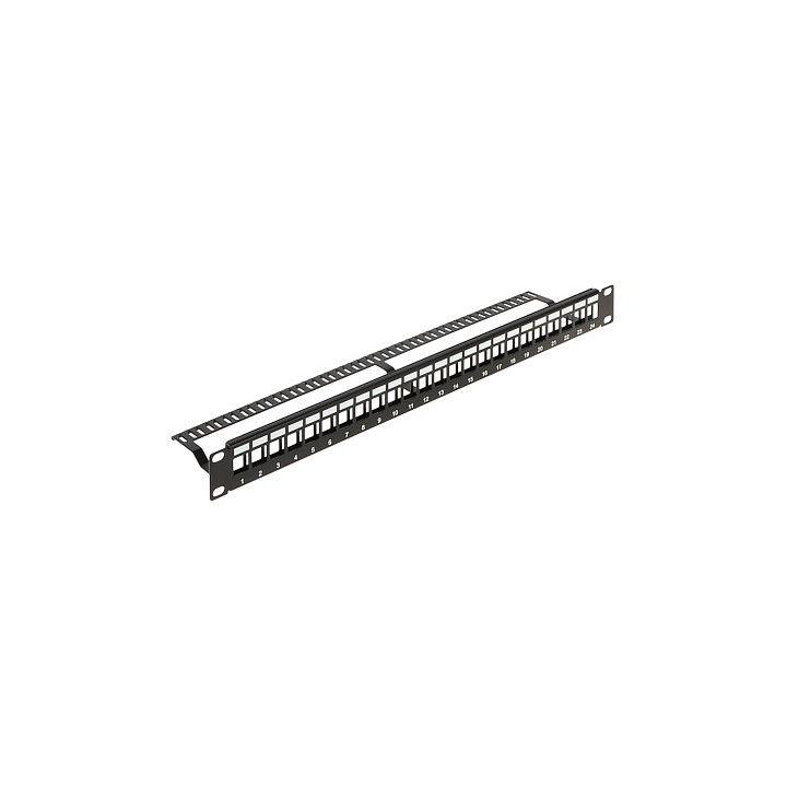Panel de conexión Keystone PP-24/FX/C-V2 de 24 puertos RJ45 - Cat5e/Cat6, montaje en rack 1U