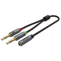 UNITEK Y-C957ABK Audio Splitter Adapter 2 x Jack TRS 3.5 mm Plug / Jack TRRS 3.5 mm Socket 0.2 m